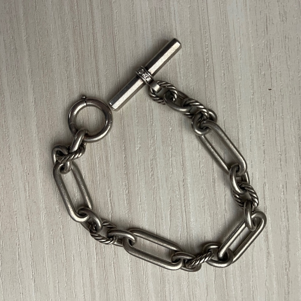 David Yurman Lexington Sterling Silver Bracelet with Pave diamonds - Picture 7 of 10